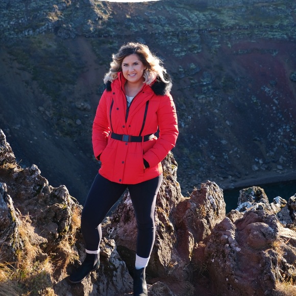 michael kors faux fur belted puffer coat